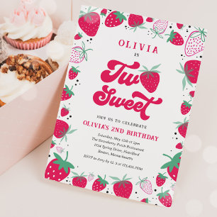 Strawberry Birthday Two Sweet Berry Birthday Party Einladung