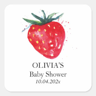 Strawberry Birthday Vielen Dank für Ihr Interesse  Quadratischer Aufkleber
