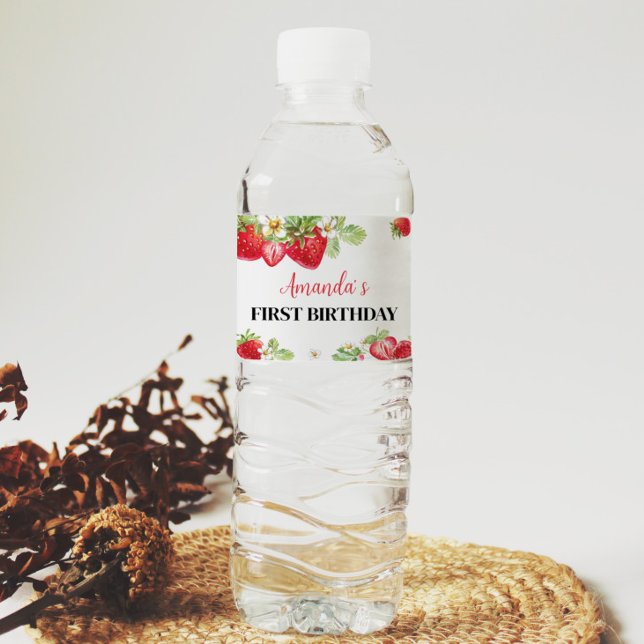 Strawberry Birthday Water Flasche Etikett (Von Creator hochgeladen)