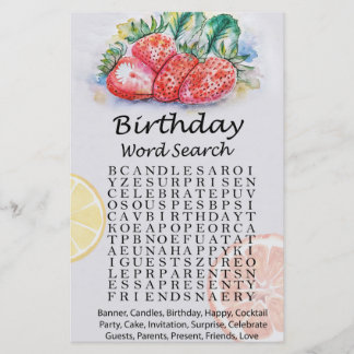 Strawberry Birthday Word Scramble Game