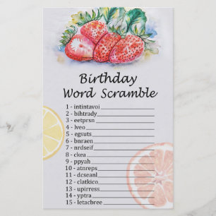 Strawberry Birthday Word Scramble Game