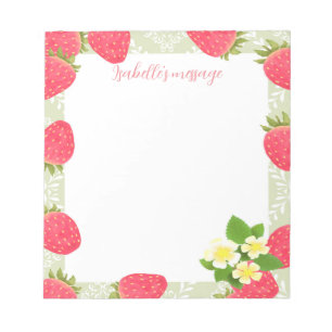 Strawberry Blank Green Notizblock