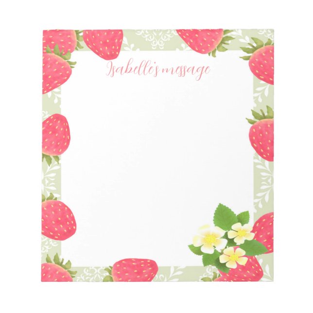 Strawberry Blank Green Notizblock (Vorderseite)