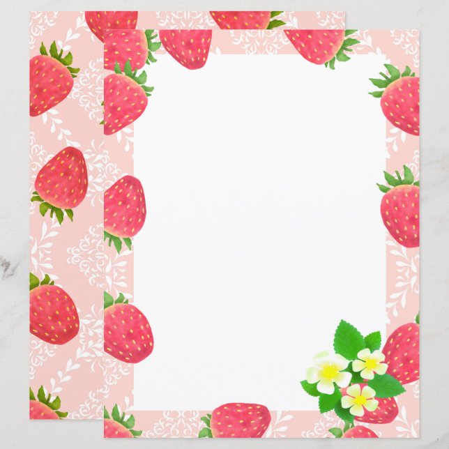 Strawberry Blank Peach Stationery Paper (Vorne/Hinten)