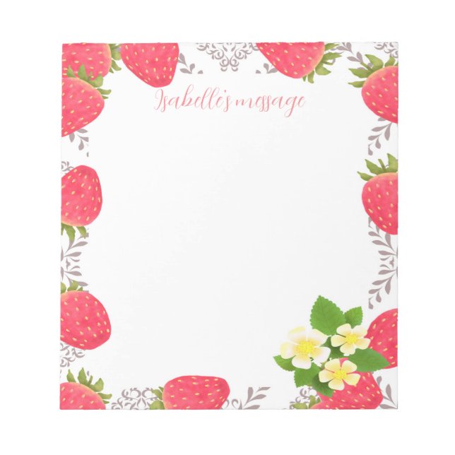 Strawberry Blank White Notizblock (Vorderseite)