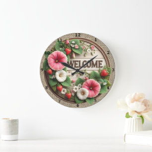 Strawberry Bloom Welcome Farm Clock Große Wanduhr