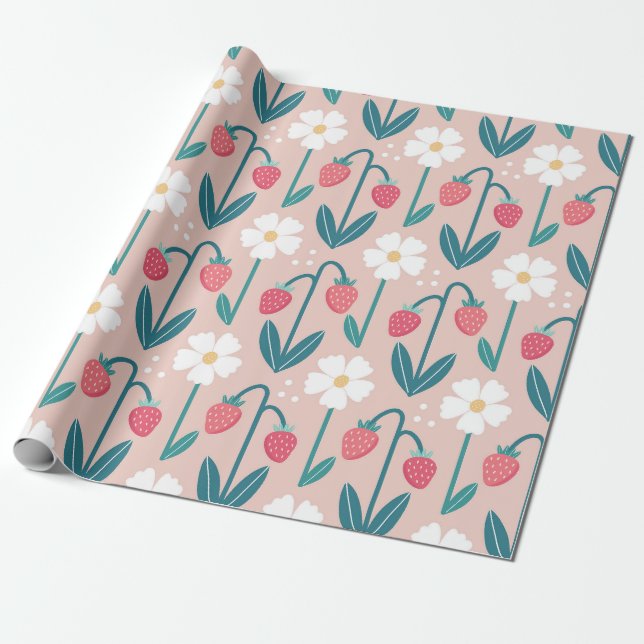 Strawberry Blossom Delight Geschenkpapier (Ungerollt)