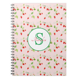 Strawberry Blossom Muster Monogram Notizblock