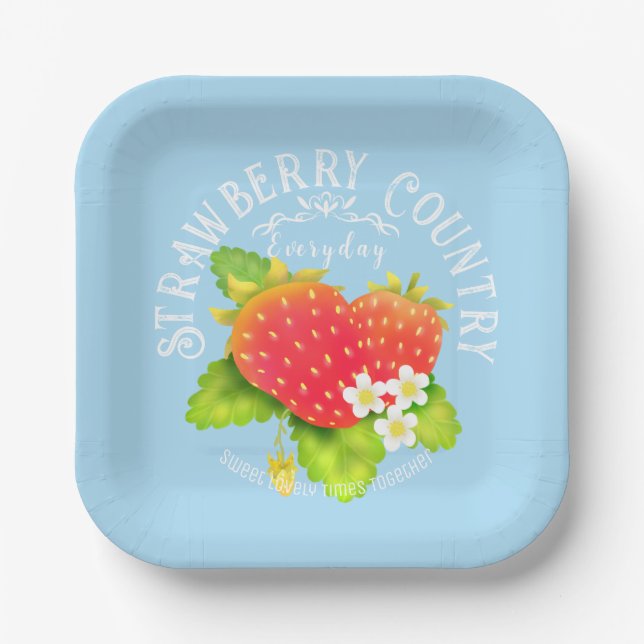 Strawberry Blue Design. Pappteller (Vorderseite)