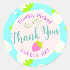 Strawberry Blue Runder Aufkleber