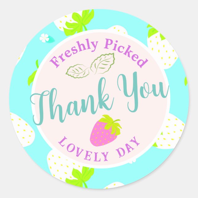 Strawberry Blue Runder Aufkleber (Vorderseite)