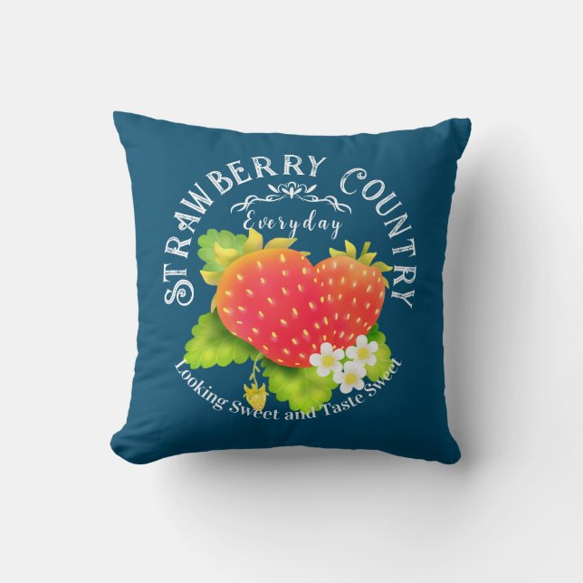 Strawberry Blue Throw Kissen (Vorderseite)