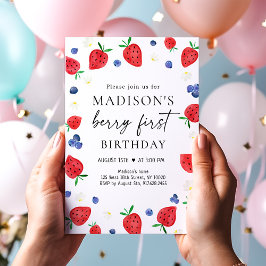 Strawberry Blueberry Berry Erster Geburtstag Einladung