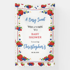 Strawberry Blueberry Berry Sweet Baby Shower Banner
