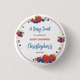Strawberry Blueberry Berry Sweet Baby Shower Button