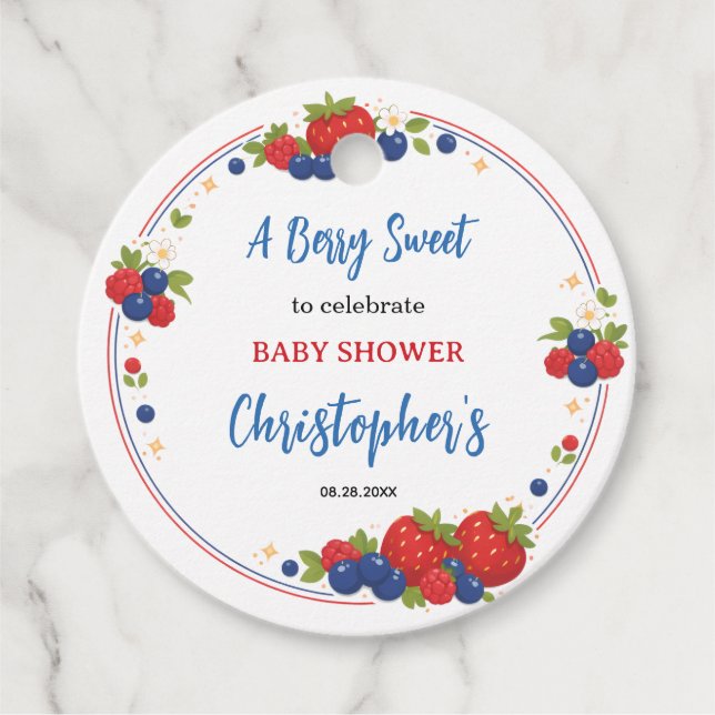 Strawberry Blueberry Berry Sweet Baby Shower Geschenkanhänger (Vorderseite)