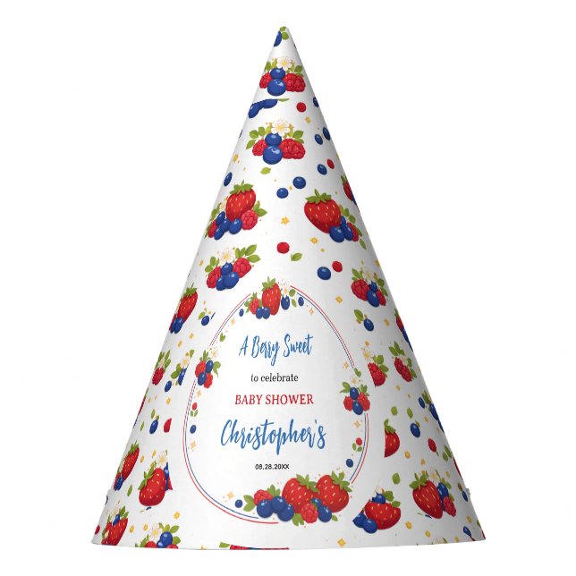 Strawberry Blueberry Berry Sweet Baby Shower Partyhütchen (Vorderseite)