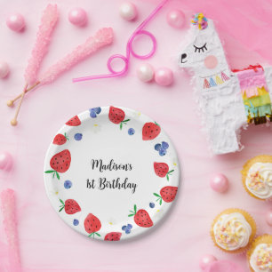 Strawberry Blueberry Berry Sweet Birthday Pappteller