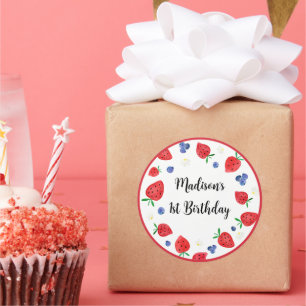 Strawberry Blueberry Berry Sweet Birthday Runder Aufkleber