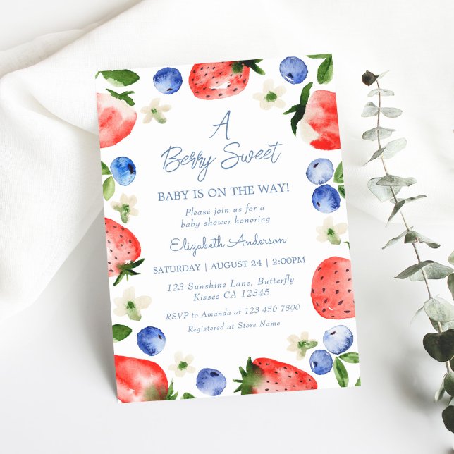 Strawberry Blueberry Berry Sweet Boy Baby Dusche Einladung (Von Creator hochgeladen)