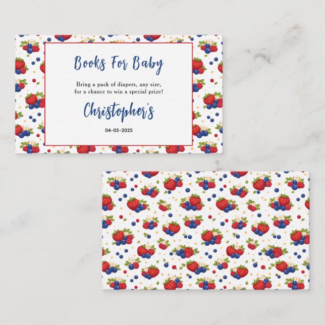 Strawberry Blueberry Berry Sweet Boy Baby Shower Begleitkarte (Vorne/Hinten)