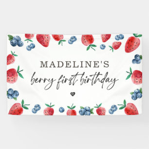 Strawberry Blueberry Berry Sweet Geburtstag Hinter Banner