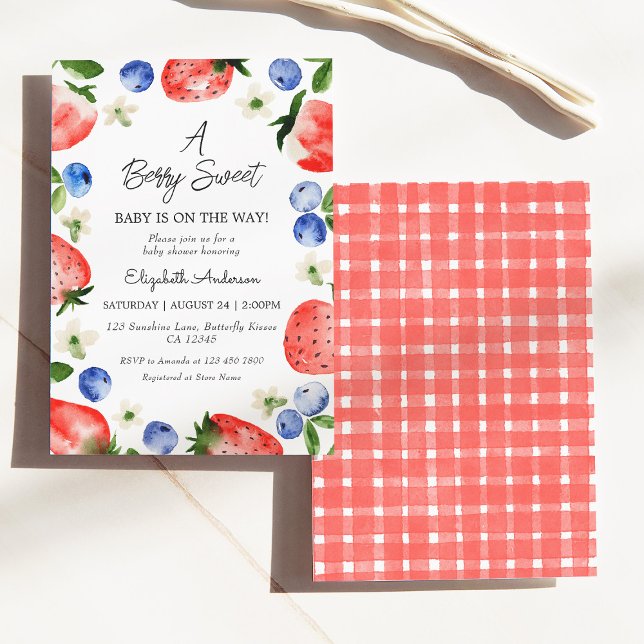 Strawberry Blueberry Berry Sweet Girl Baby Dusche Einladung (Von Creator hochgeladen)