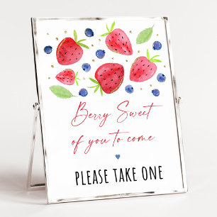 Strawberry Blueberry Birthday Favor Sign Poster