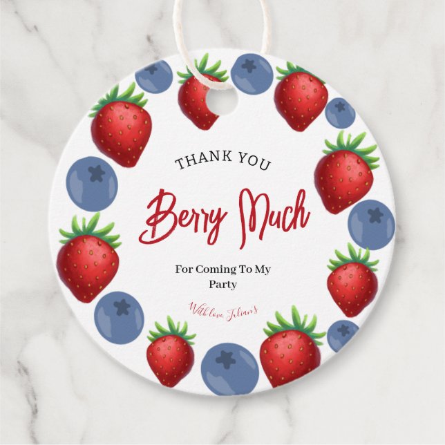 Strawberry Blueberry Girl Geburtstag Vielen Dank Geschenkanhänger (Vorderseite)