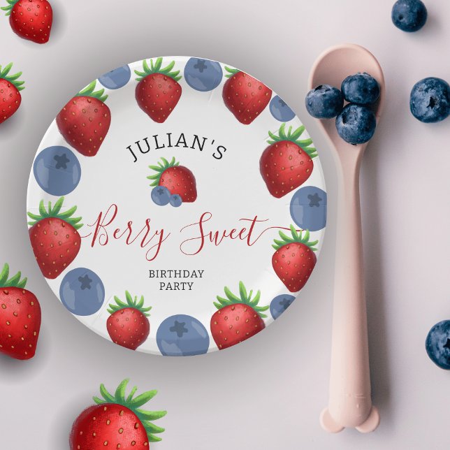 Strawberry & Blueberry Girl Geburtstagsparty Pappteller (Von Creator hochgeladen)