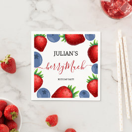Strawberry & Blueberry Girl Geburtstagsparty Serviette