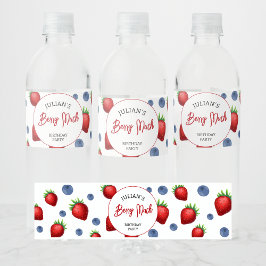 Strawberry & Blueberry Girl Geburtstagsparty Wasserflaschenetikett