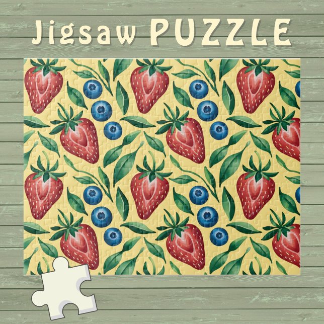 Strawberry Blueberry Muster für Wasserfarbe Puzzle (Von Creator hochgeladen)