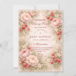 Strawberry Blush Floral Baby Shower Einladung