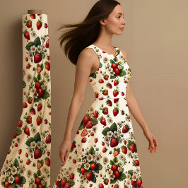 Strawberry Botanical Cottagecore Fabric Print Stoff