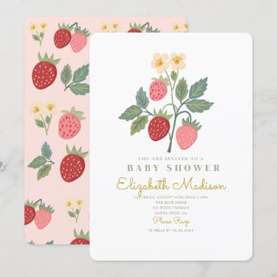 Strawberry Bouquet Blossom Babydusche Einladung
