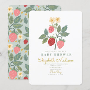 Strawberry Bouquet Blossom Babydusche Einladung