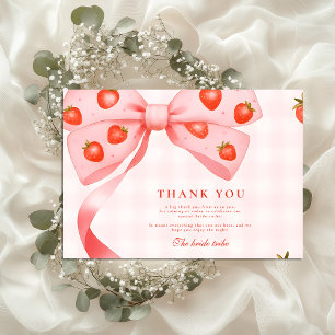 Strawberry Bow Brautparty Dankeskarte