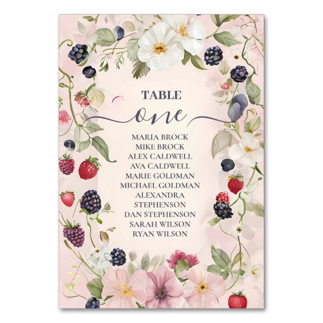 Strawberry Bow Bridal Shower Tischnummer (Vorderseite)