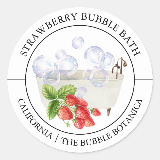 Strawberry Bubble Bath Runder Aufkleber (Vorderseite)