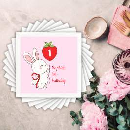 Strawberry Bunny Birthday Serviette