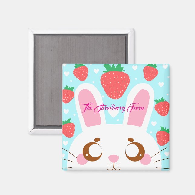 Strawberry Bunny Magnet (Vorderseite/Rückseite)