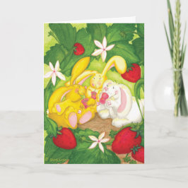 Strawberry Bunny Tee / Geburtstags Grußkarte Karte