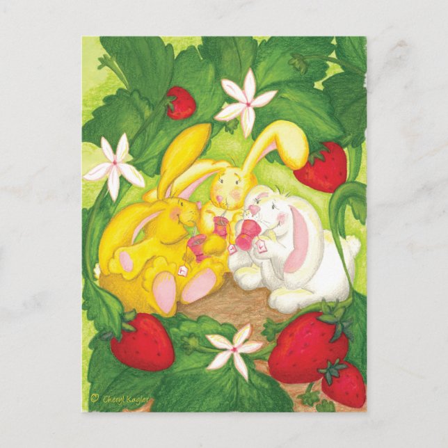 Strawberry Bunny Tee / Postkarte (Vorderseite)