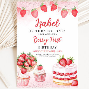 Strawberry Cake Birthday Einladung