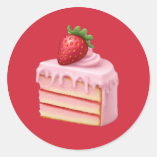 Strawberry Cake Slice Emoji - Sweet Dessert Art Runder Aufkleber