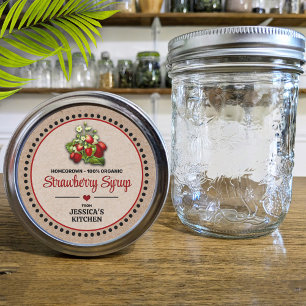 Strawberry Canning Jar Kraft Papier Style Label Runder Aufkleber