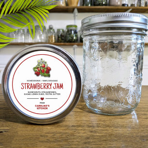 Strawberry Canning Jar Label Runder Aufkleber