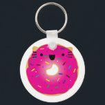 Strawberry Cat Donut Schlüsselanhänger<br><div class="desc">Schlüsselanhänger mit Erdbeere</div>