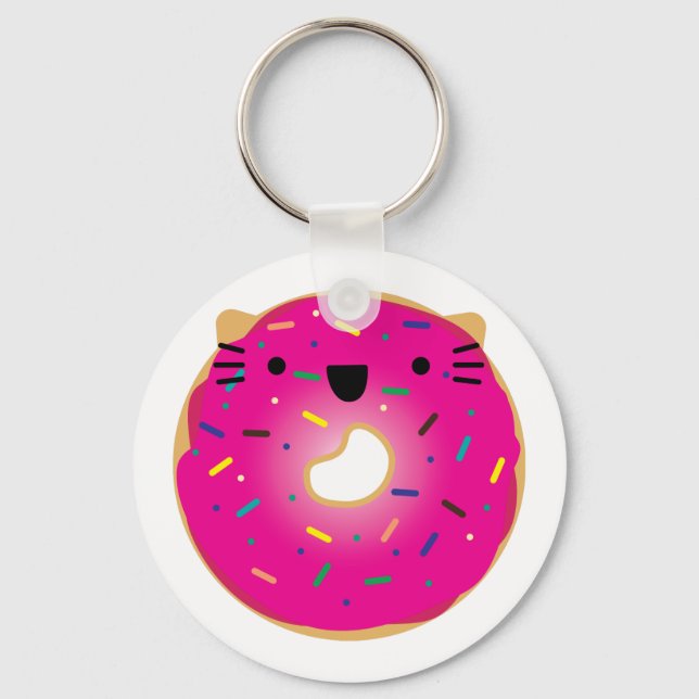 Strawberry Cat Donut Schlüsselanhänger (Vorderseite)